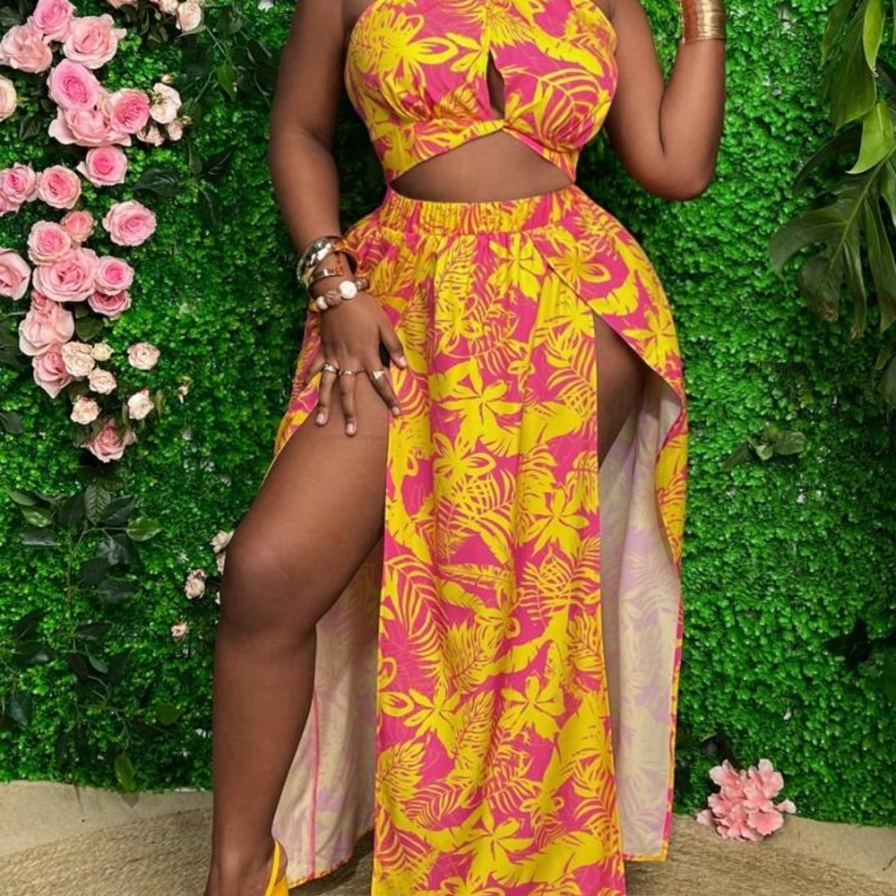 Floral Pink and Yellow Skirt